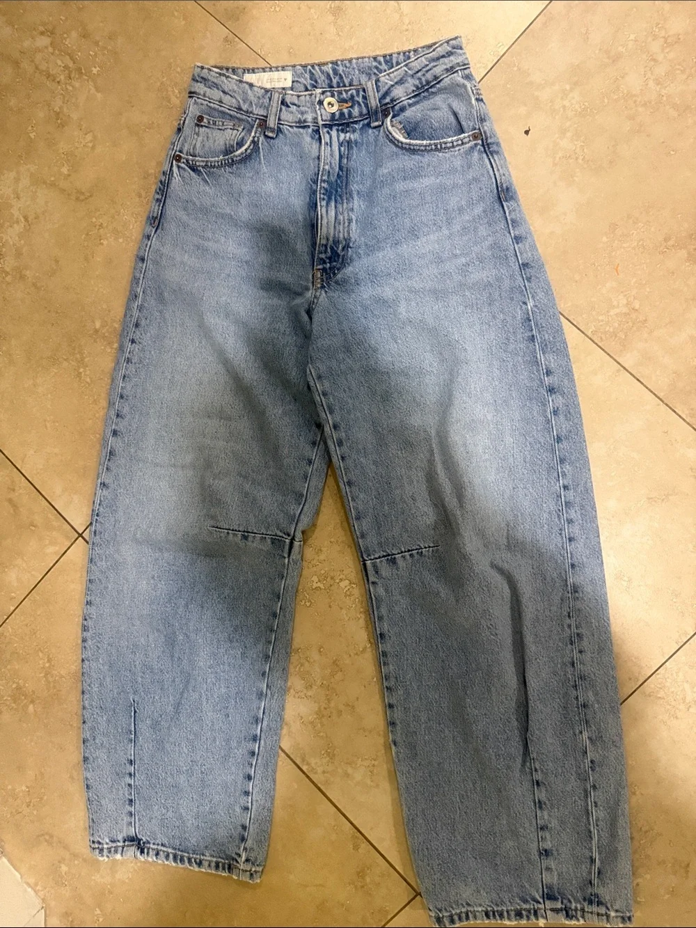 Zara Light Blue Wide-Leg High-Rise Jeans